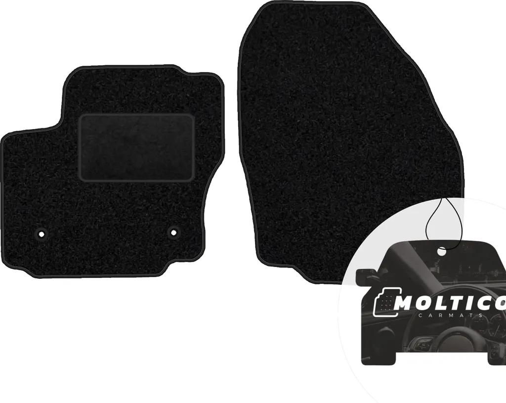 Tappetini Auto In Velluto Su Misura Per Ford Focus C-Max (03-19) E Grand C-Max (09-15) – Set Anteriori 2 Pezzi, Colore Nero