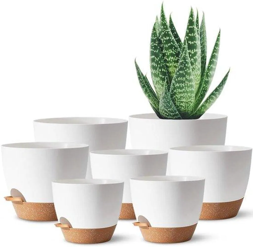 Vase à arrosage automatique blanc avec bec verseur pour plantes vertes
