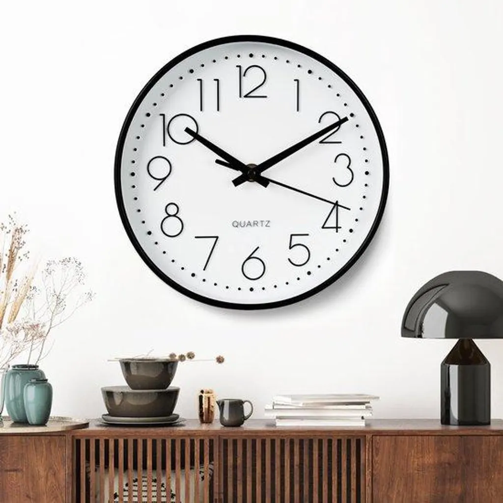 Horloge murale à quartz silencieuse 20 cm - Modèle Classique Blanc