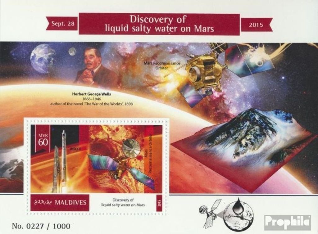 Briefmarken Malediven 2016 Mi Block 894 (kompl. Ausg.) postfrisch Weltraum – Mars