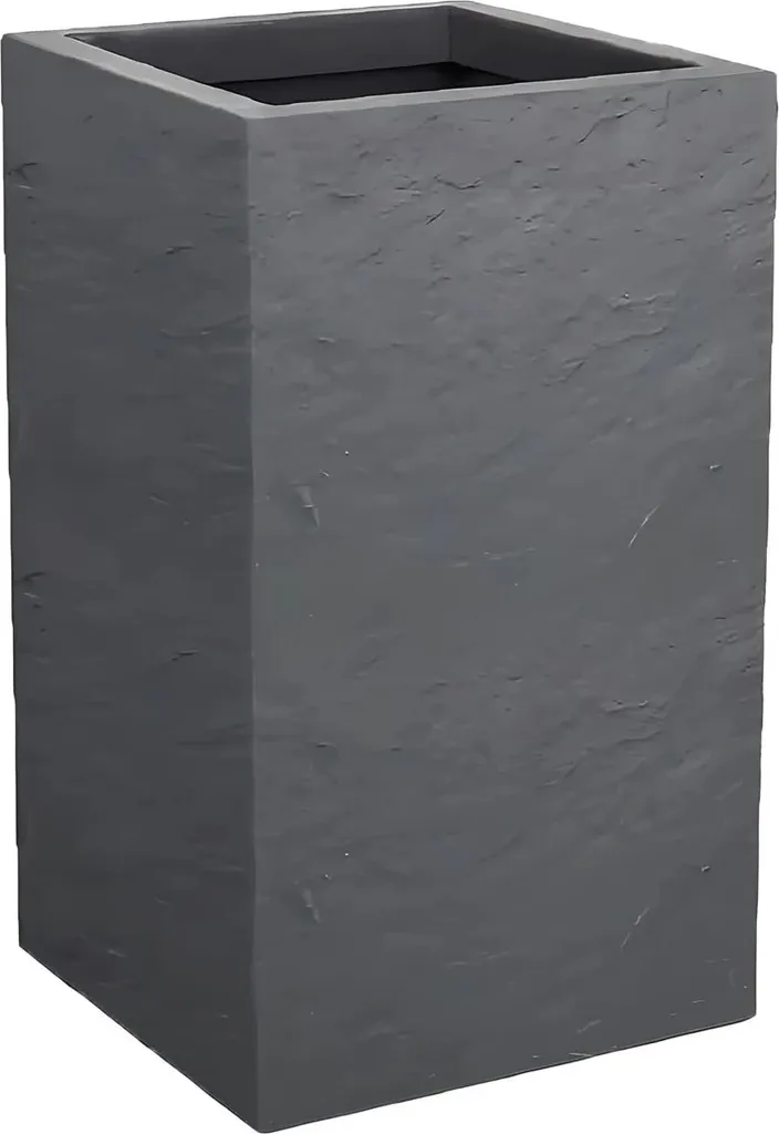Pot de Fleurs Carré 49,5 cm 36L avec Stockage Eau - Gris Galet - Pierre