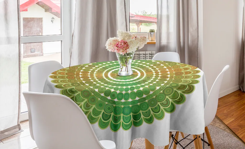 Tovaglia Mandala Rotonda 150 cm Verde Arancio ABAKUHAUS Design