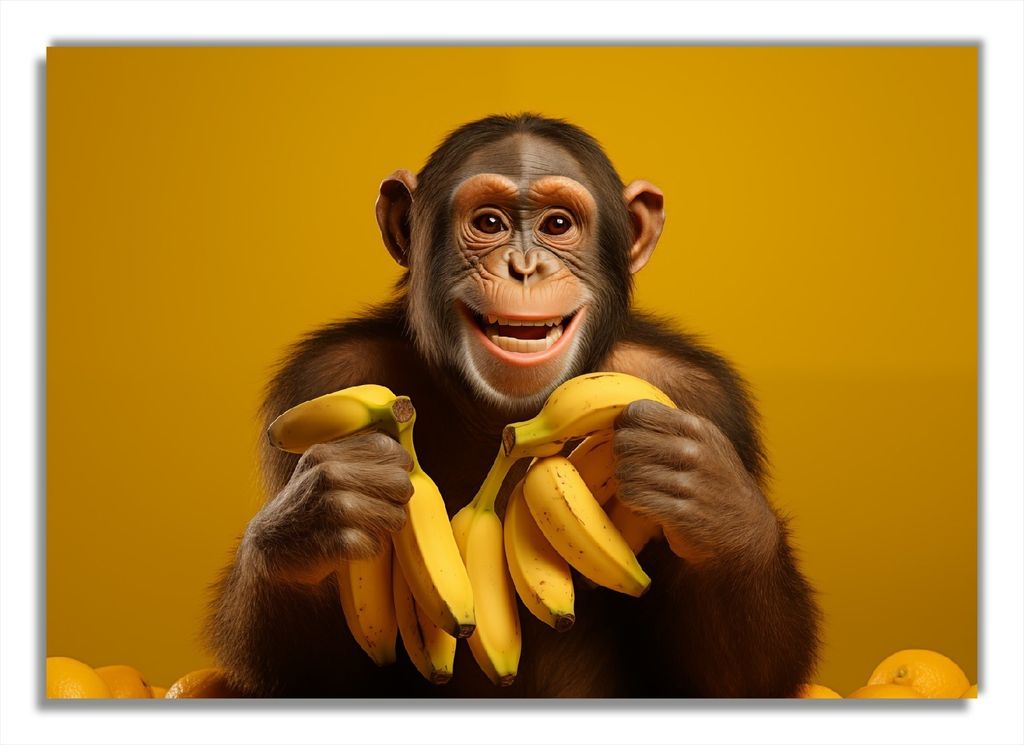 Wallario Poster - Glücklicher Bananenfan, Kunstdruck Größe: 70 x 100 cm