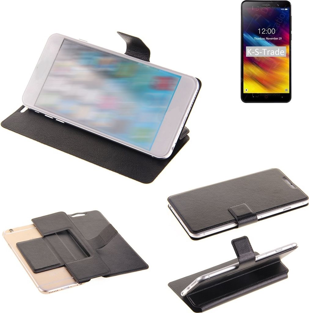K-S-Trade Schutzhülle kompatibel mit Doogee X100 Schutzhülle Flip Cover Klapphülle Wallet Case Slim Handyhülle bookstyle schwarz