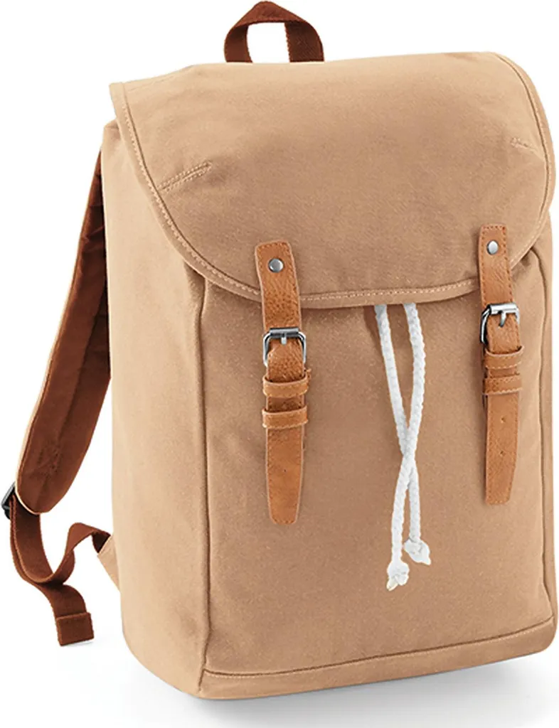 Zaino Ufficio Vintage Quadra QD615 | Tela Caramello per Laptop 14 pollici