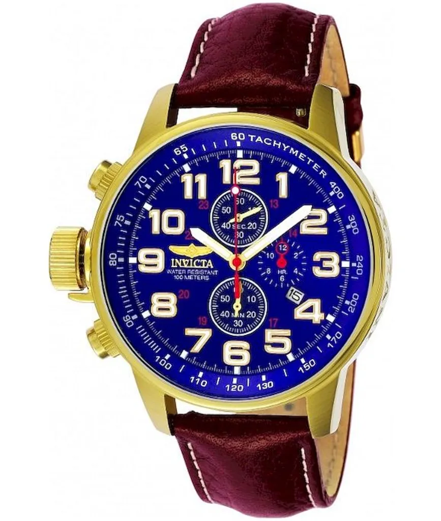 Chronographe Militaire Invicta I-Force avec Bracelet en Cuir de Qualité