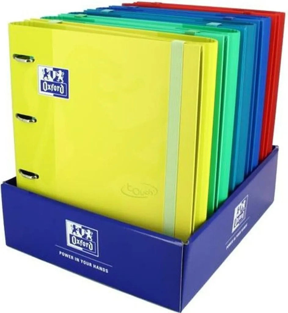 Classeur à anneaux Oxford coloré en carton renforcé pack de 10