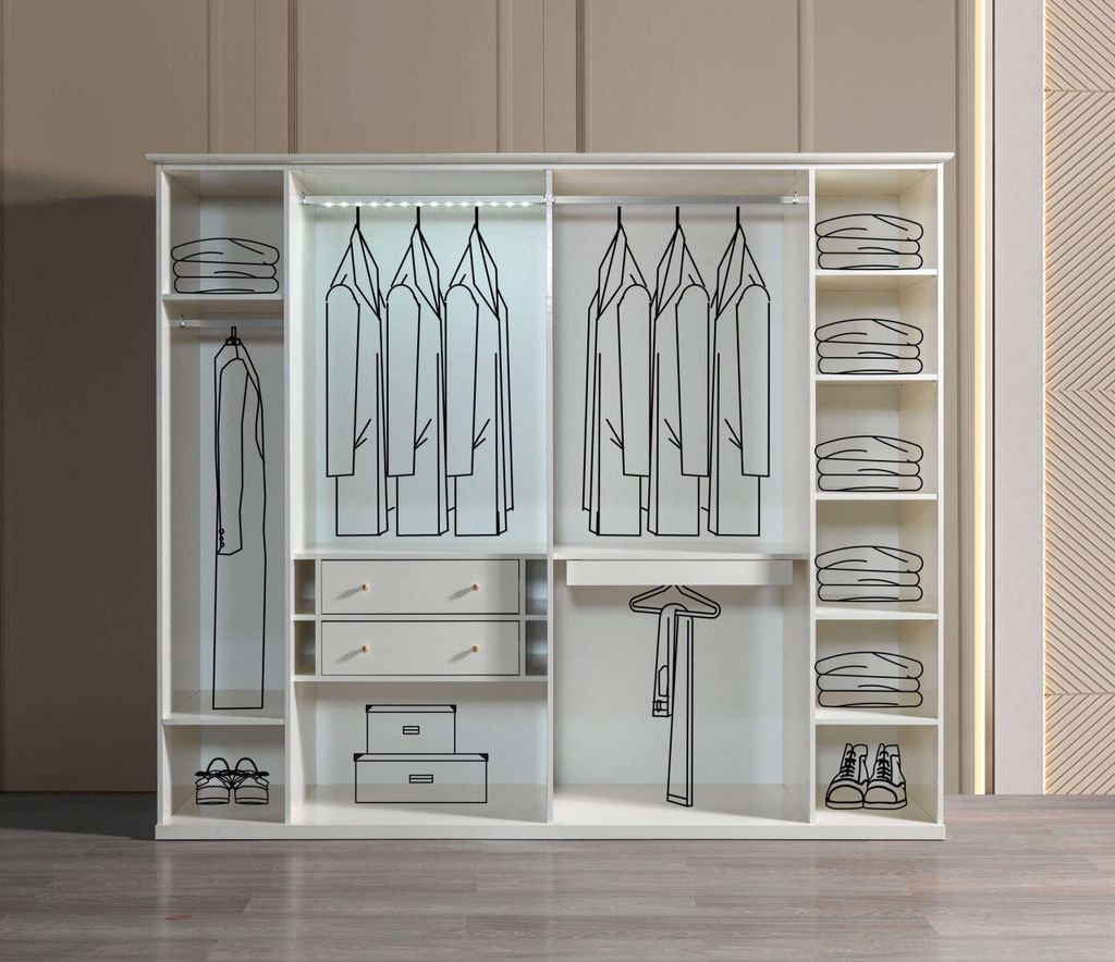 Kleiderschrank Glas Luxus Design modern Schlafzimmer 234 cm groß