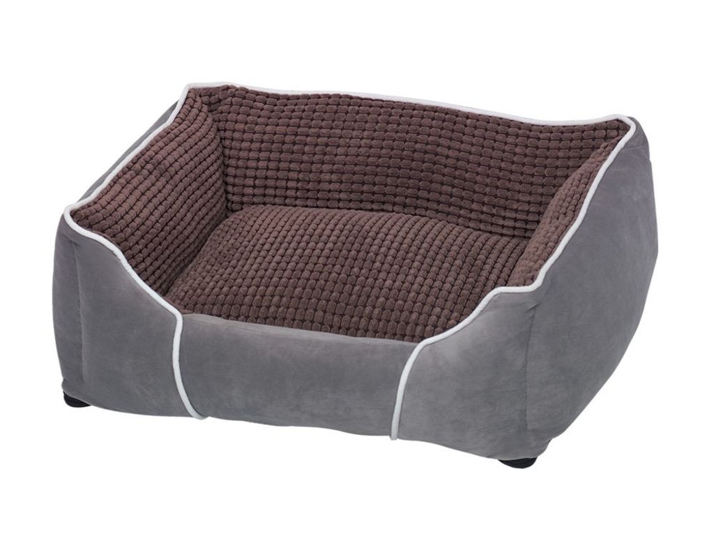 NOBBY Komfortbett eckig Classic "COLCO", hellgrau - braun, 55 x 43 x 17 cm