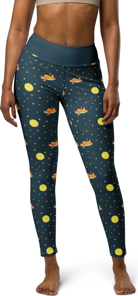 Mr. & Mrs. Panda Tights Fuchs Sterne Größe XL - Blau - Geschenk, Spruch Positiv, Leggings, Leggins, Yogahose, Mond, Sport-Leggings, Sternengucker...