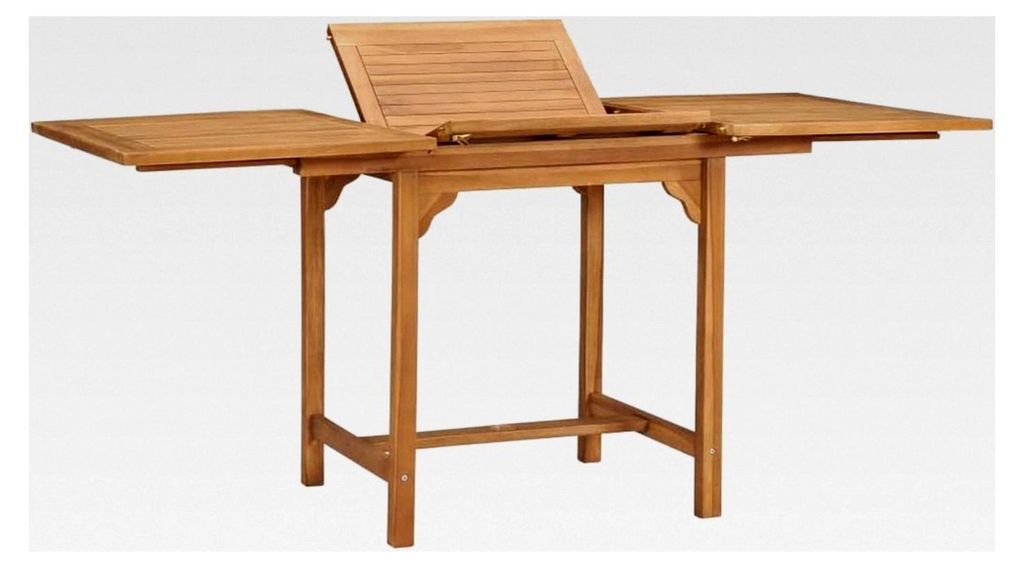 Ausziehbarer Gartentisch aus Teak-Massivholz, Esstisch, Terrassentisch, Balkontisch, Gartenmöbel (110-160) x 80 x 75 cm