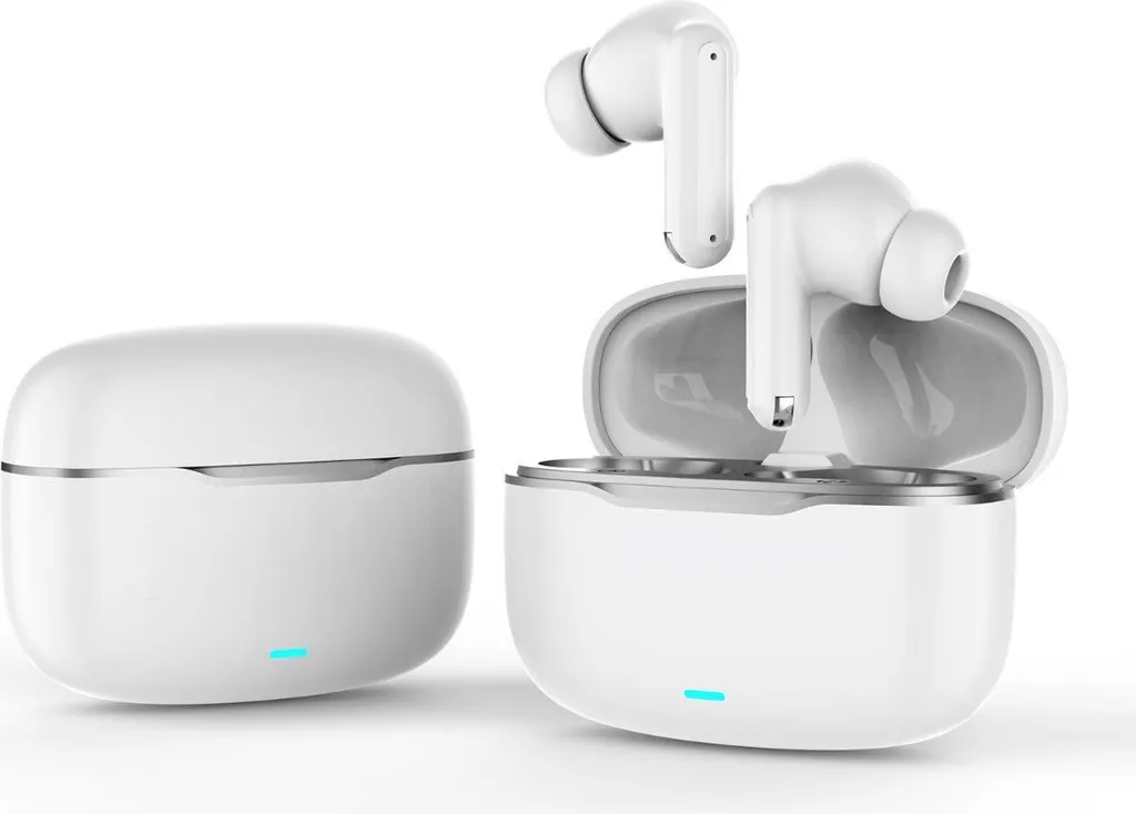 INF Wireless Bluetooth In-Ear Kopfhörer ANC ENC Dual-Mic, 230mAh Ladecase, 2 Stück Weiß