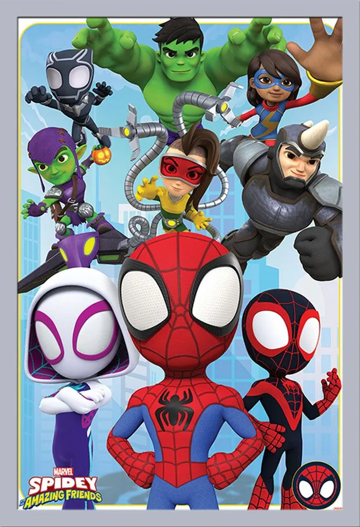 Spidey and Friends Poster Buoni e Cattivi con Cornice Shinsuke Argento