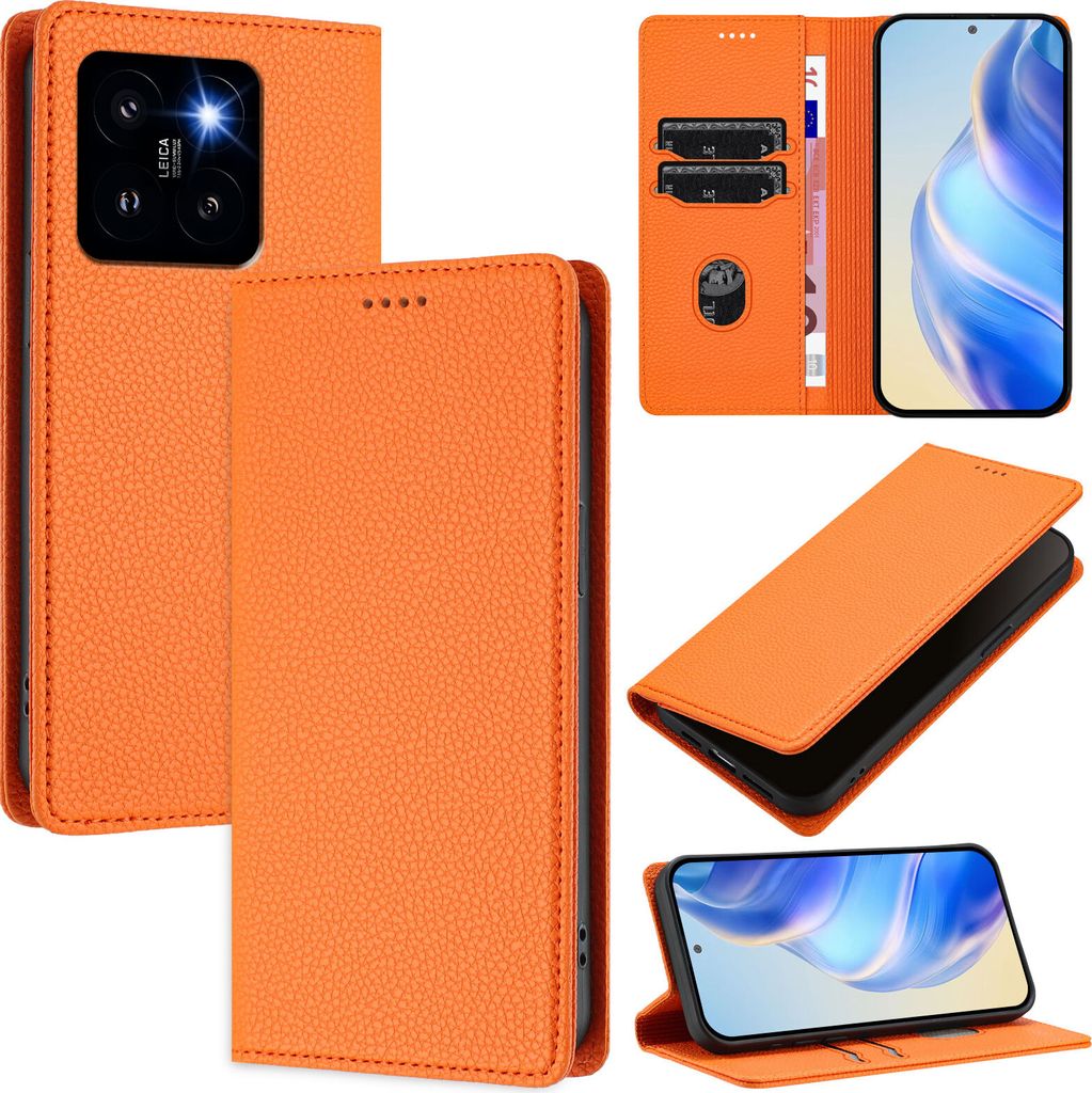 Litchi Leder Handyhülle für Xiaomi 14 Pro/Xiaomi 14 Pro Produktbild 