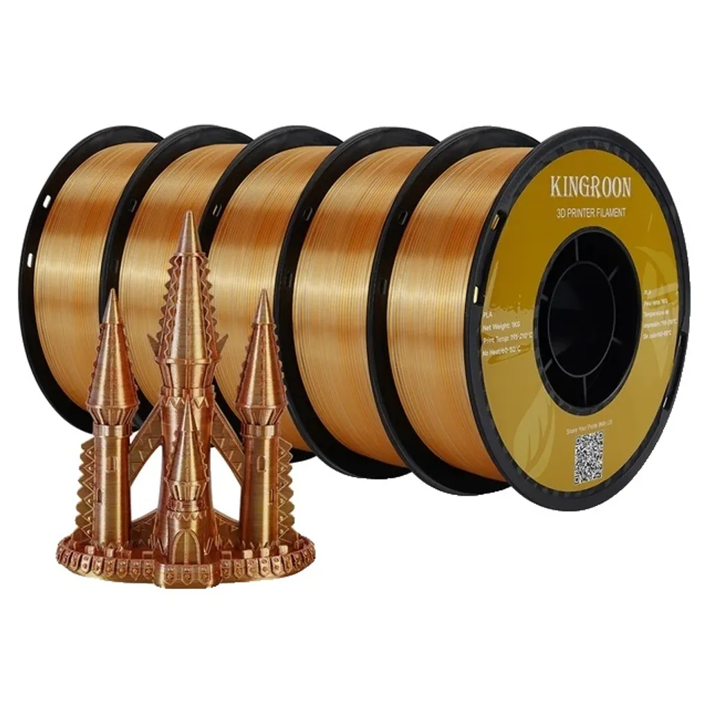 Filament Imprimante 3D Soie Tricolore pour Objets Déco Or Argent Cuivre