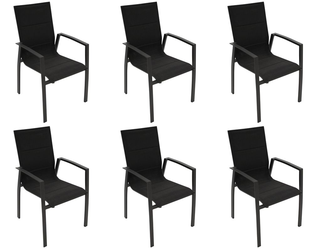 DEGAMO Stapelsessel FARO, Aluminium + Kunstgewebe gepolstert schwarz, 6 Stück