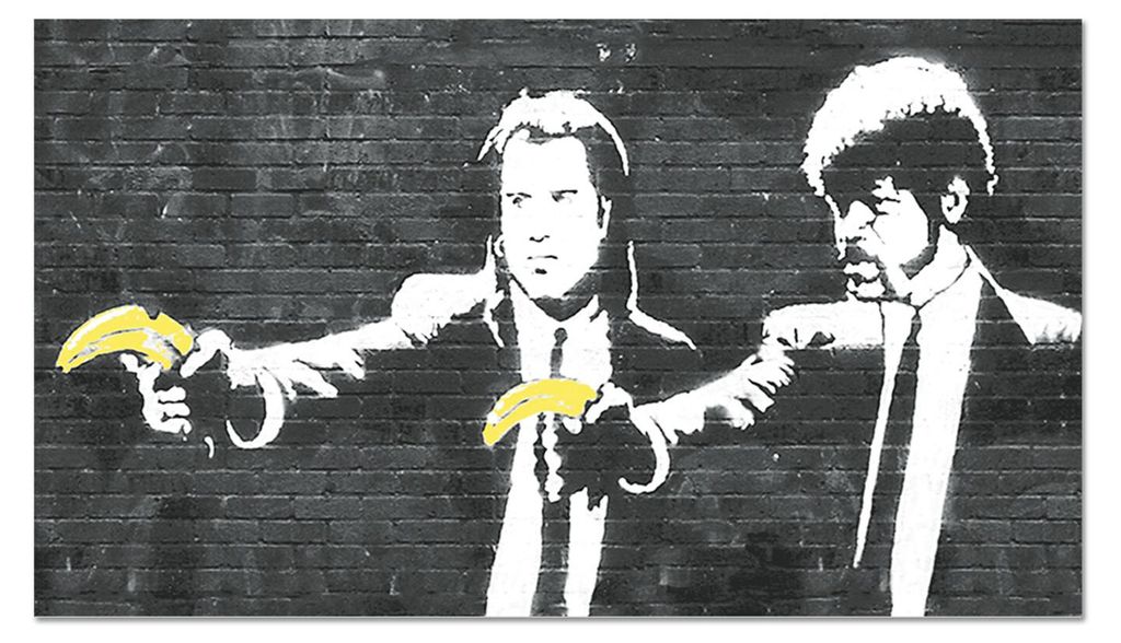 Giallobus - Jhon Travolta mit Banane - Banksy - 100L x 60B cm - Bild - Acrylglas