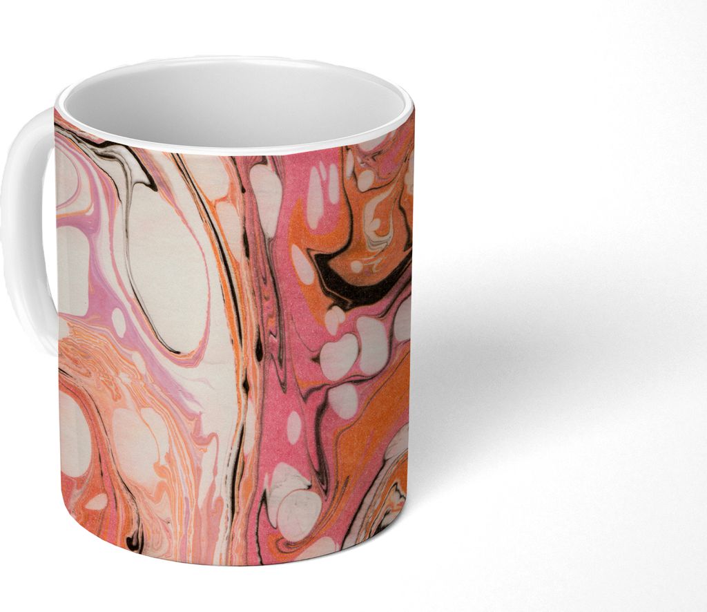 MuchoWow Tasse Kaffeetasse Kaffeebecher 350 ml Marmor - Orange - Glocken Teetasse - Fototasse - Becher - Keramikbecher - Teebecher - Kaffeetasse ...
