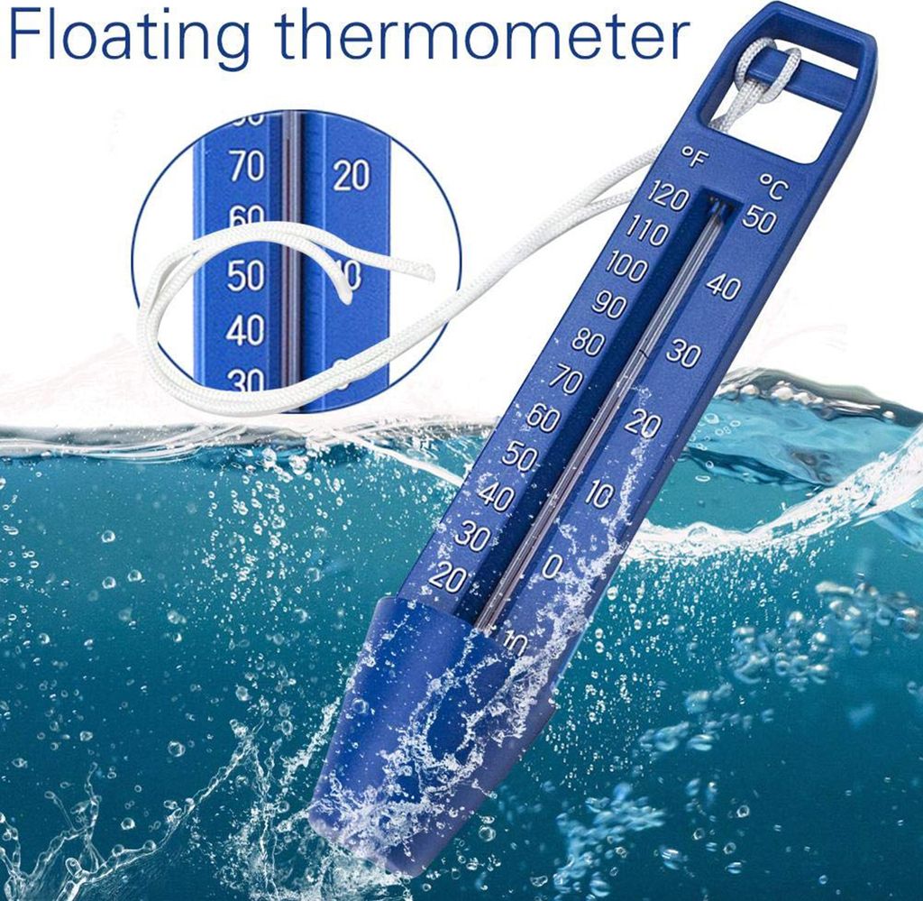 Pool-Thermometer Premium-Wasser-Thermometer mit String Grad und Fahrenheit genaue Temperaturanzeigen Ideal für alle Swimmingpools Spas Hot Tubs Te...