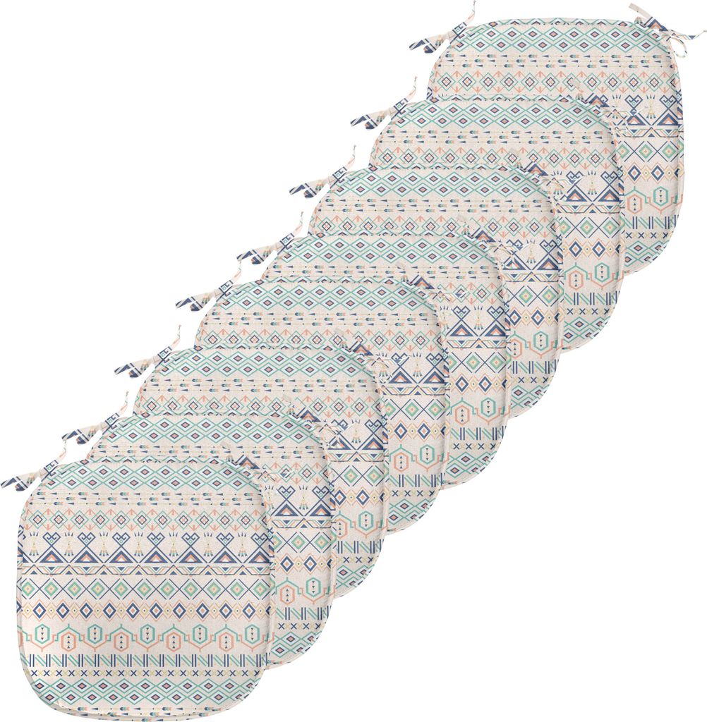 ABAKUHAUS Geometrisch Polster für Esszimmerstühle, Aztec Motive Squares, Dekoratives wasserfestes Kissen mit Riemen für Küchensitze, 40 cm x 40...