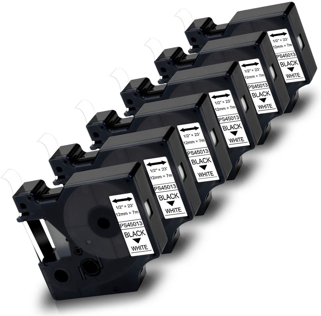 Schriftband Kassette Für Dymo D1 45013 Schwarz auf Weiß 12mm x 7mm Labelmanager 