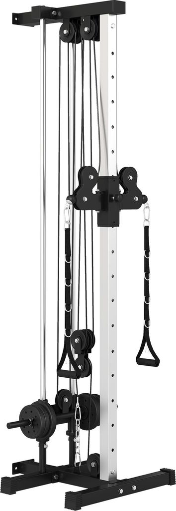 Kraftstation höhenverstellbar 25-165 cm mit Dual-Pulley-Systemen Adaptern 62 x 60 x 200 cm Schwarz