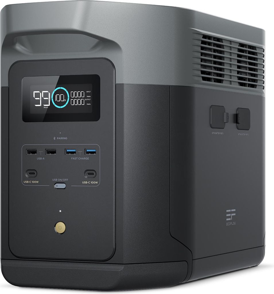 EcoFlow DELTA 2 Max tragbare Powerstation 2048Wh, erweiterbar 2-6 kWh, LFP-Batterie mit 3000 Zyklen, 80% Ladung <1 Std