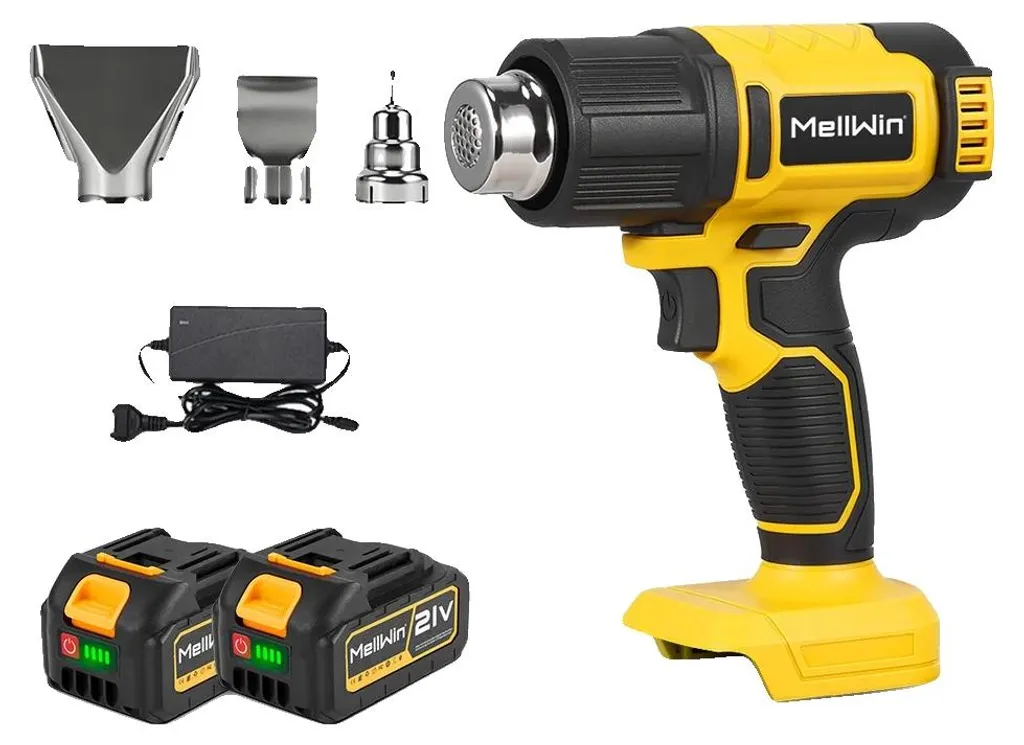 Pistolet à air chaud sans fil avec affichage numérique et 2 batteries