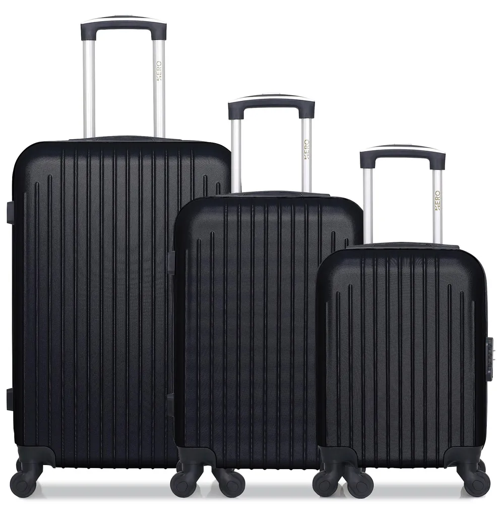 HERO CARPATES Lot de 3 Valises Weekend et Cabine XXS Rigides Noir