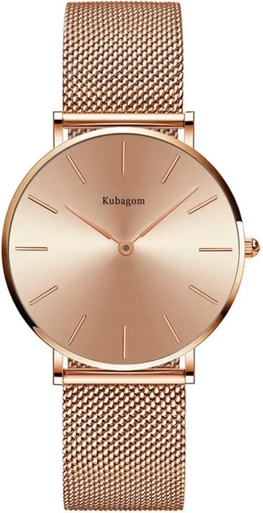 Orologio da polso da donna Kubagom, quarzo analogico, acciaio inossidabile, impermeabile, bracciale a rete, ultrasottile, orologio elegante per le donne, design elegante, materiali di alta qualità - 1