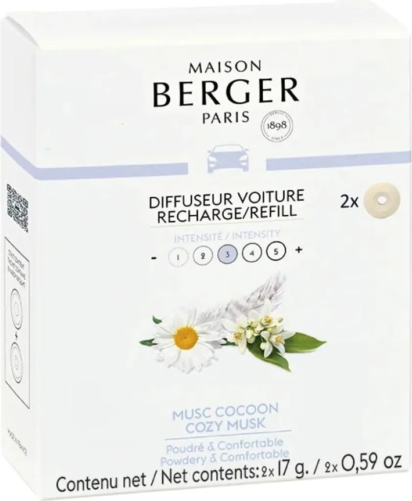 Recharge pour diffuseur de voiture Cozy Musk - Lot de 2 pièces parfumées