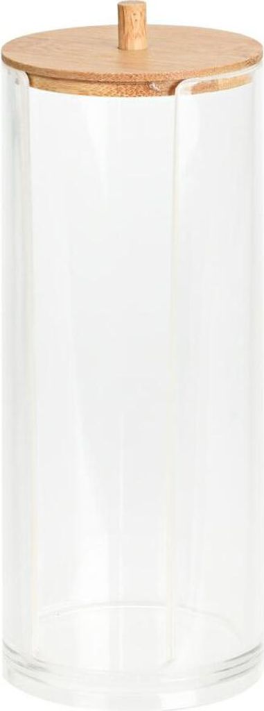 Bathroom Solutions Wattepad-Behälter - Praktischer Organizer mit Bambusdeckel 19,5 cm