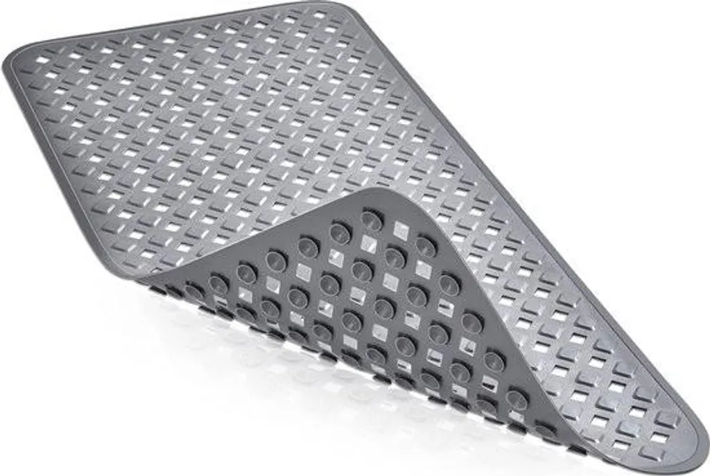 Tapis de Bain Antidérapant Gris pour Seniors et Bébés, Sans BPA 88x40