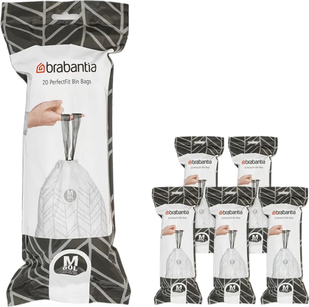 Sacs poubelle PerfectFit 60L Code M - Lot de 120 sacs haute résistance