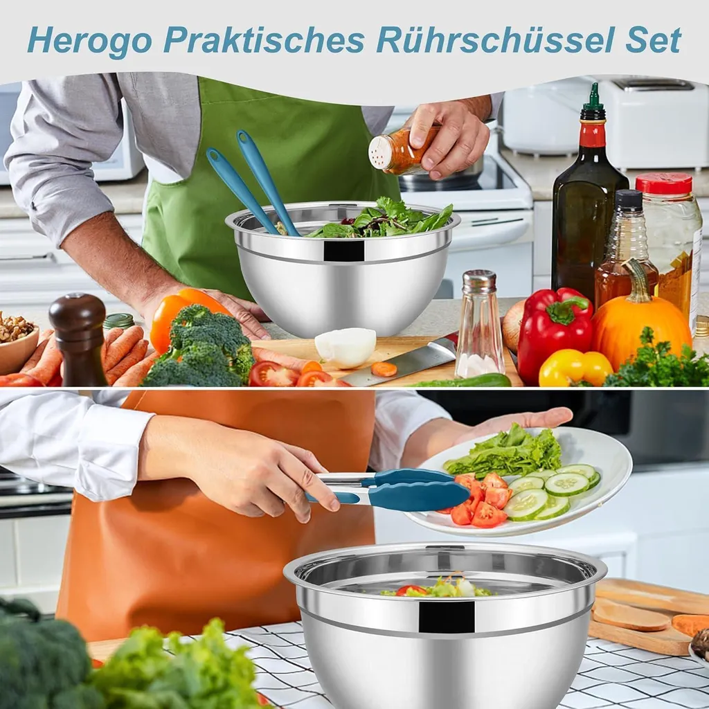 Set 5 Ciotole Inox Herogo Blu per Camping | Leggere e Indistruttibili - 4