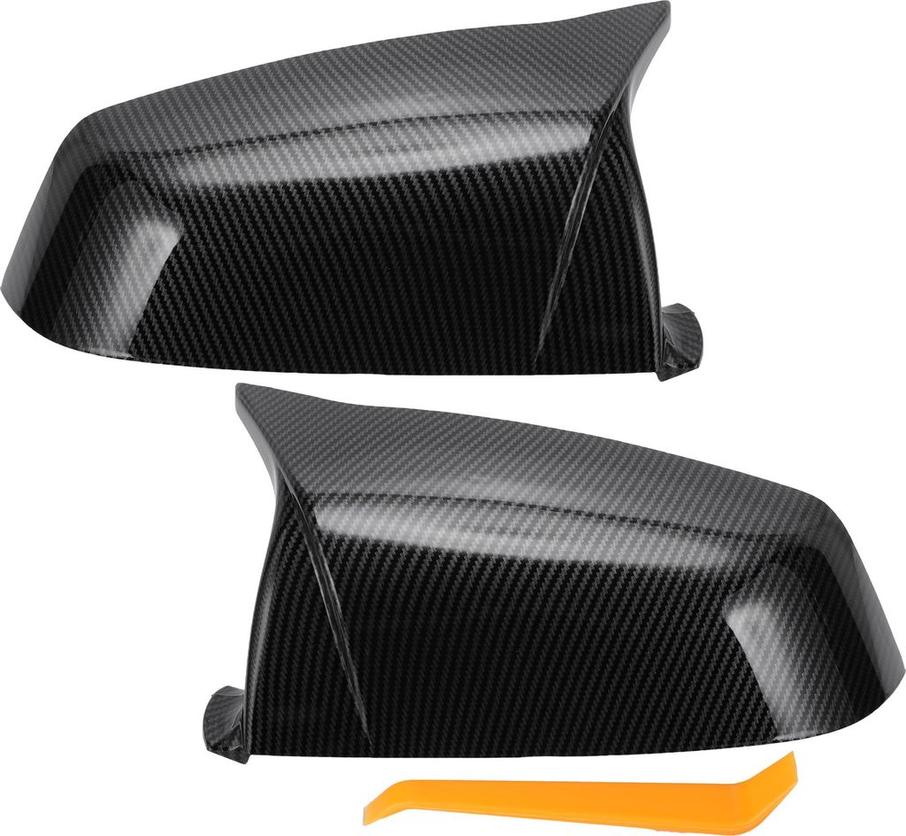 1 Satz Auto-Rückspiegelabdeckung für Fahrer- und Beifahrerseite, Ersatz in Schwarz Carbonfaser für BMW E60 E61 F10 F11 5er E63 E64 F06