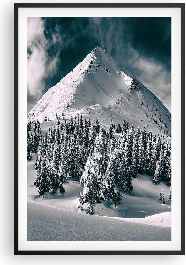 Gerahmtes Poster - Schwarzer Rahmen - Dunkel Himmel Berg - 61x91,5 cm - Wand Bild - Wanddeko - Wandbilder - Kunstposter - Wandposter - Bilderrahmen...