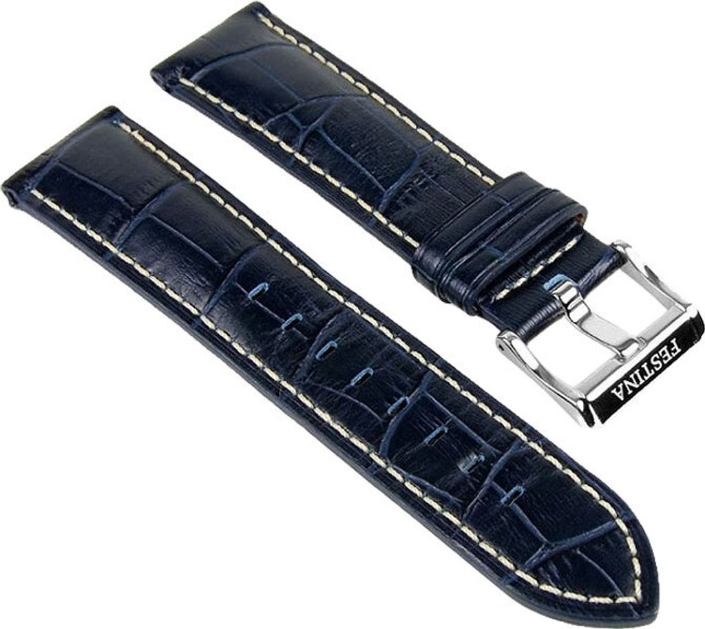 Festina Ersatzband Uhrenarmband Leder Band Dunkelblau 22mm F16282/8 F16282/*