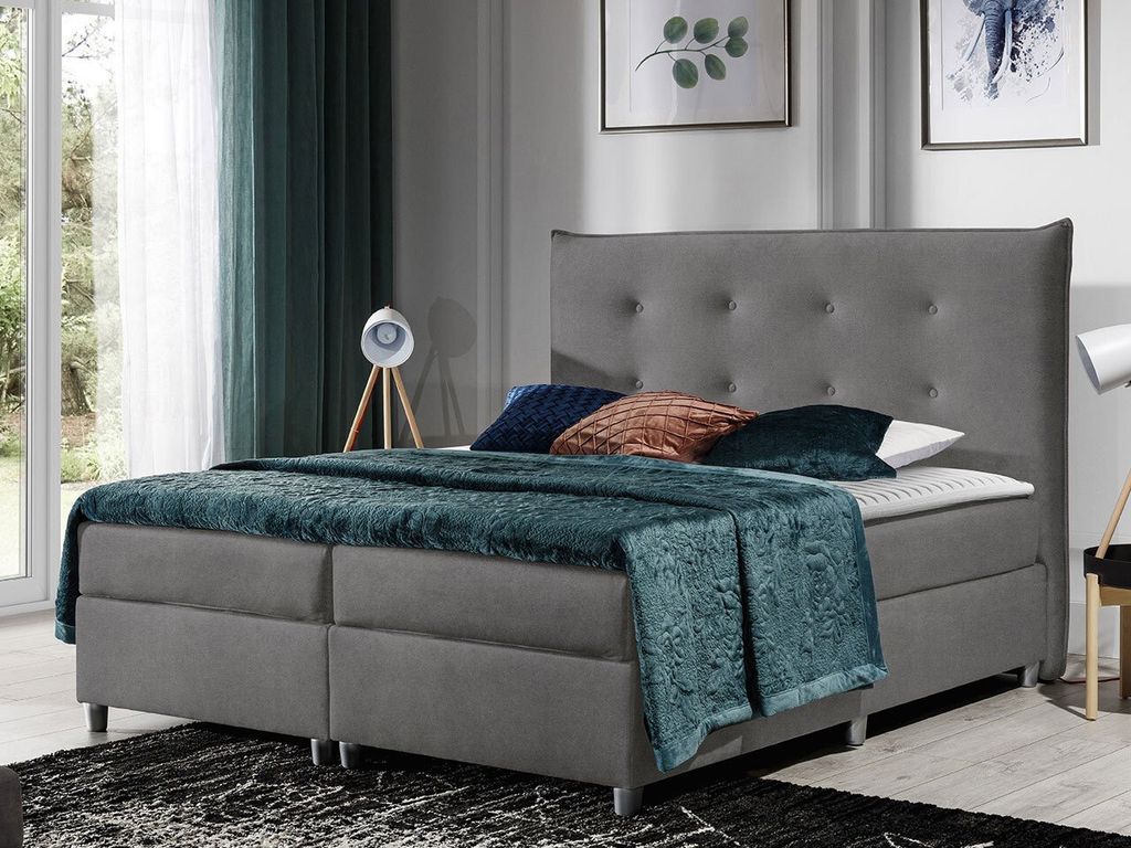 MIRJAN24 Boxspringbett Prato, Stilvoll Doppelbett, Modern Doppelbett, Schlafzimmer (Farbe: Zetta 304, Größe: 160x200 cm)