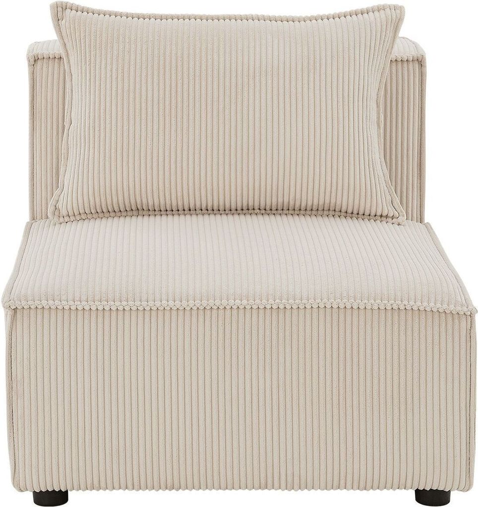 Juskys modulares Sofa Domas in Cord Beige - Mittelsofa mit Kissen - individuell kombinieren