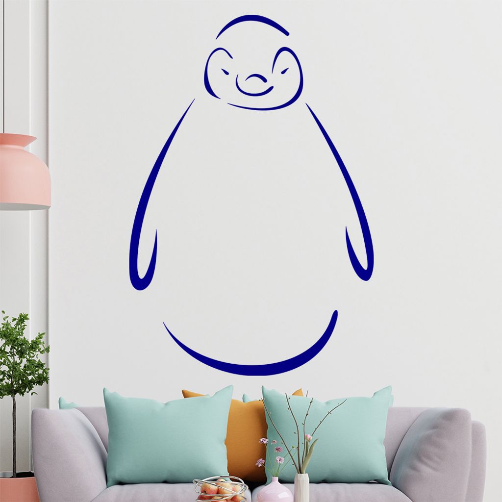 Pinguin Linien Wandtattoo in 6 Größen - Wandaufkleber Wall Sticker - Dekoration, Küche, Wohnzimmer, Schlafzimmer, Badezimmer