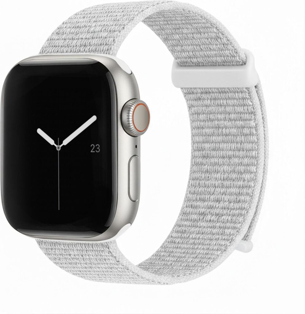 Smartwatch Armband für Apple Watch Series 4 44mm Nylon Textil Band Ersatzband Wechselband Klettverschluss flexibel atmungsaktiv Weiß