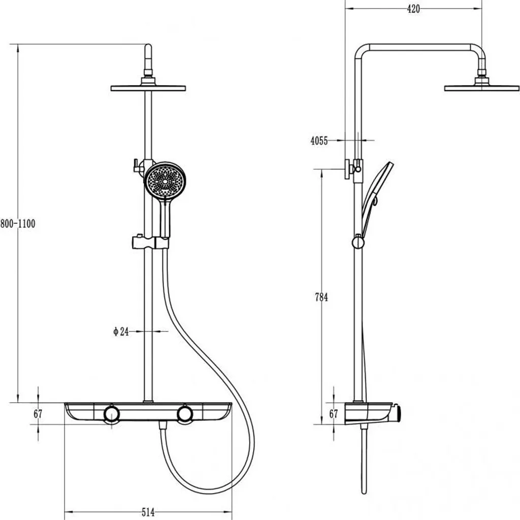 Ensemble de douche Mexen Axis apparent chrome et blanc 78112-20 complet