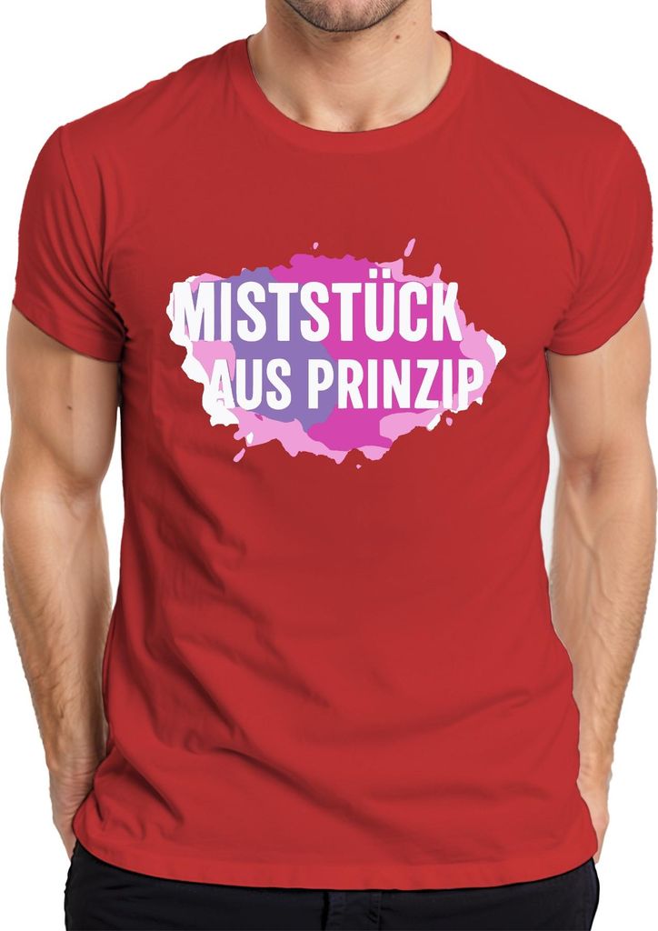 Miststück aus Prinzip Spruch Sarkastisch Pink Lila Geschenk Cool Herren T-Shirt, Rot, S
