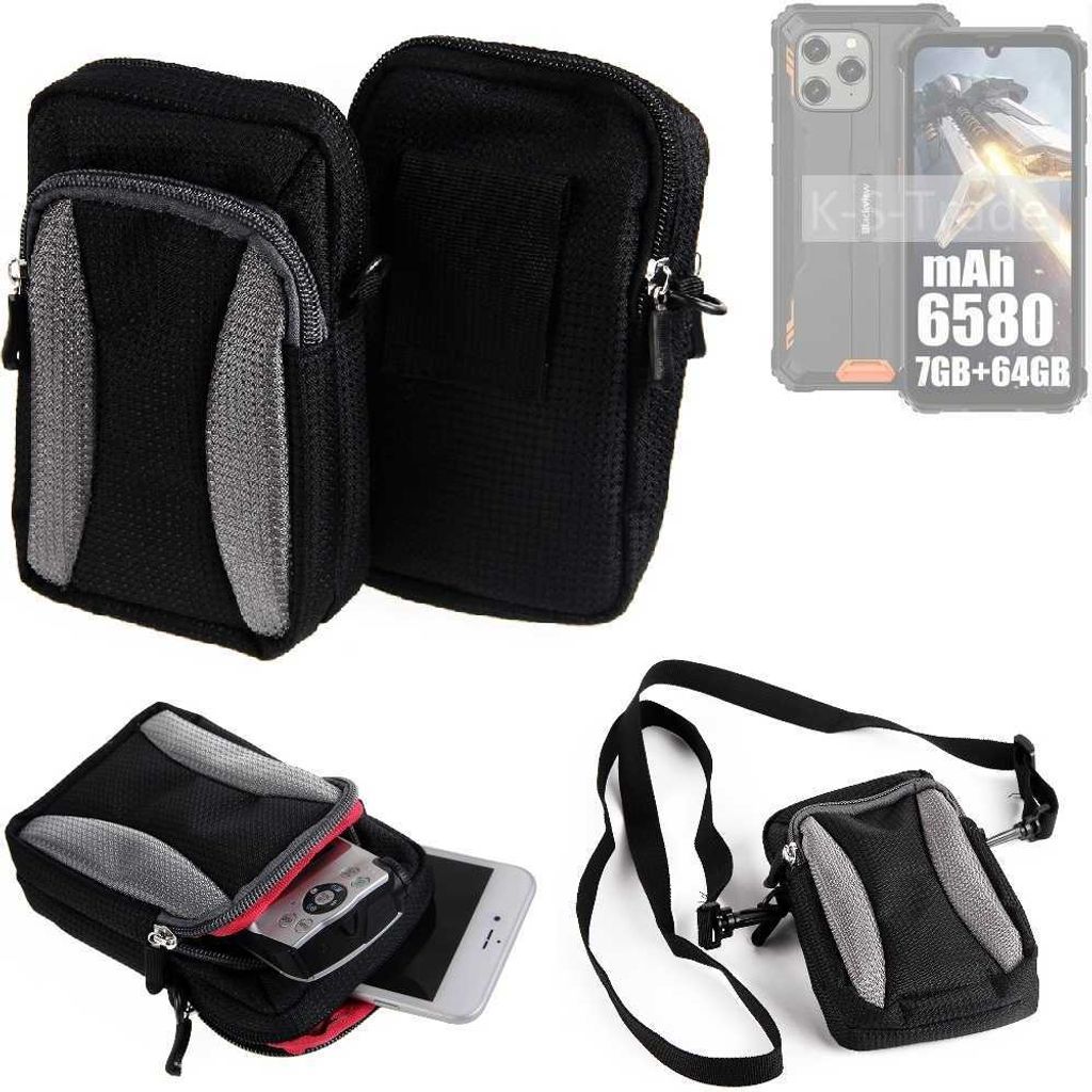 K-S-Trade Holster Schutz Hülle kompatibel mit Blackview BV5300 Pro Handy Hülle Gürteltasche Umhängetasche mit Zusatzfach schwarz