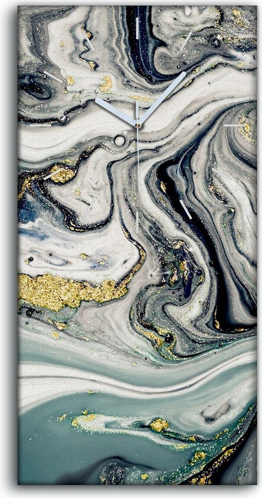 Wandbild Leinwand Bilder mit Uhr Geräuschlos 30x60 Malerei Abstrakte Kunst - weiße Hände
