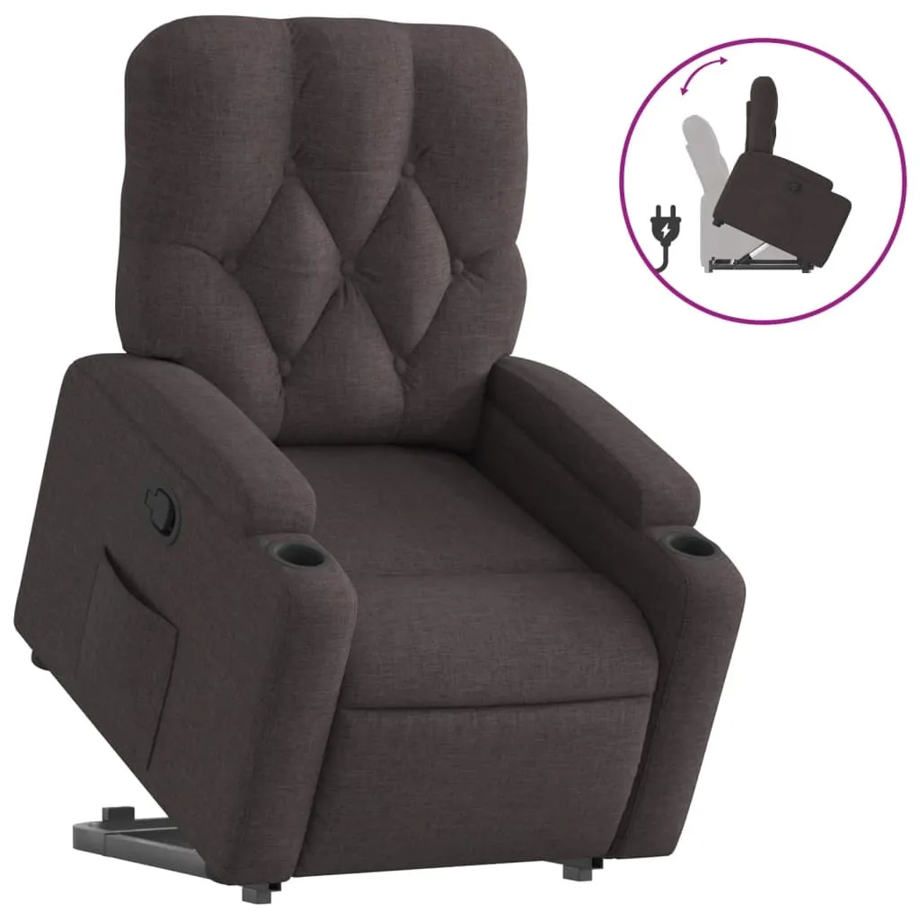 Fauteuil relax inclinable avec fonction releveur tissu marron durable