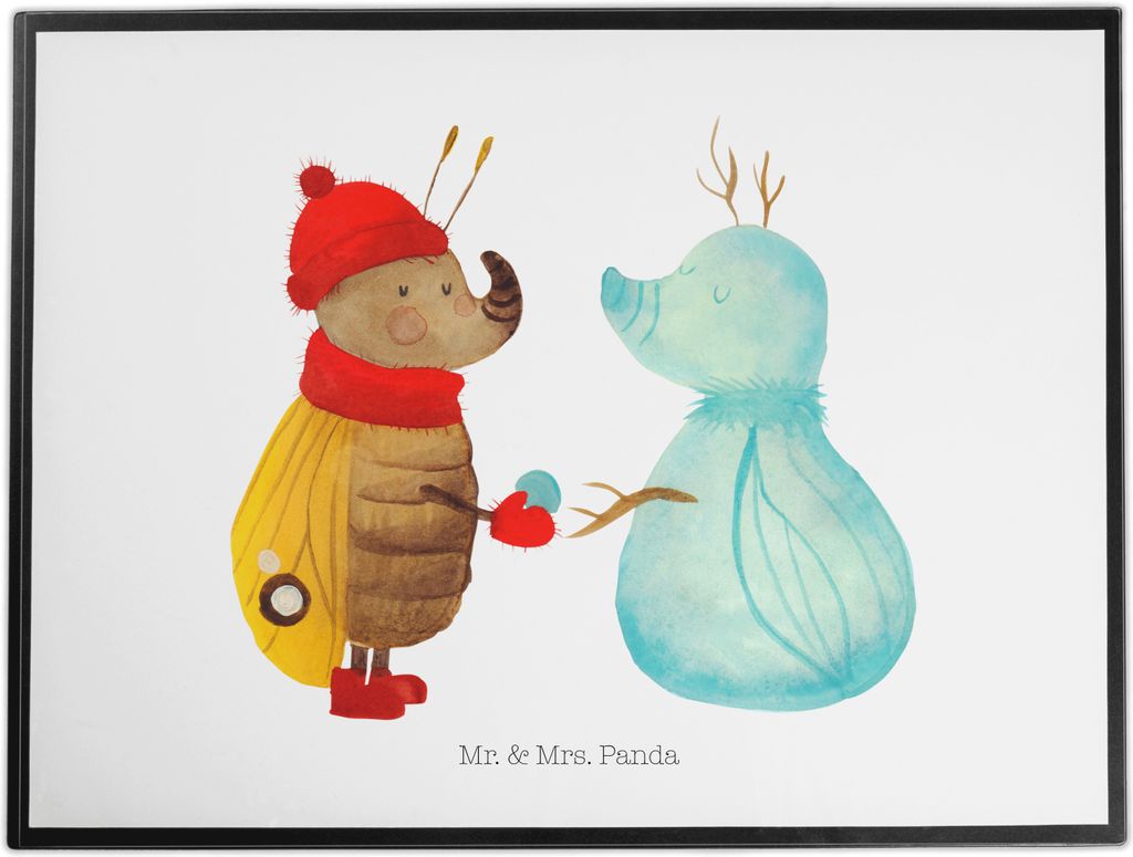 Mr. & Mrs. Panda Schreibunterlage Nachtfalter Schneemann - Weiß - Geschenk, schreibtischunterlage, Winter, schreibtischunterlagen, Schnee, Weihnac...