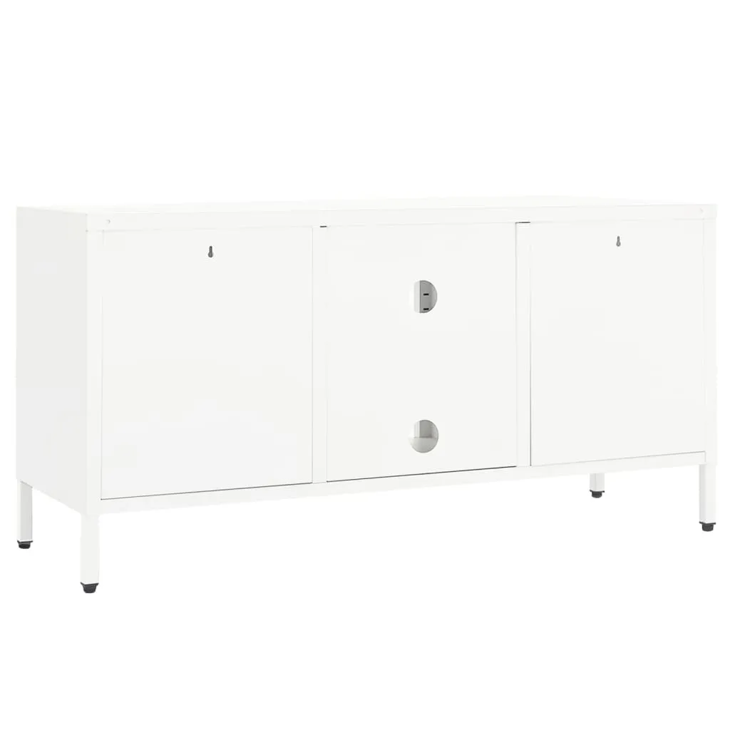 Supporto TV Minimal SYFAX 105cm Acciaio Bianco e Vetro Moderno - 4