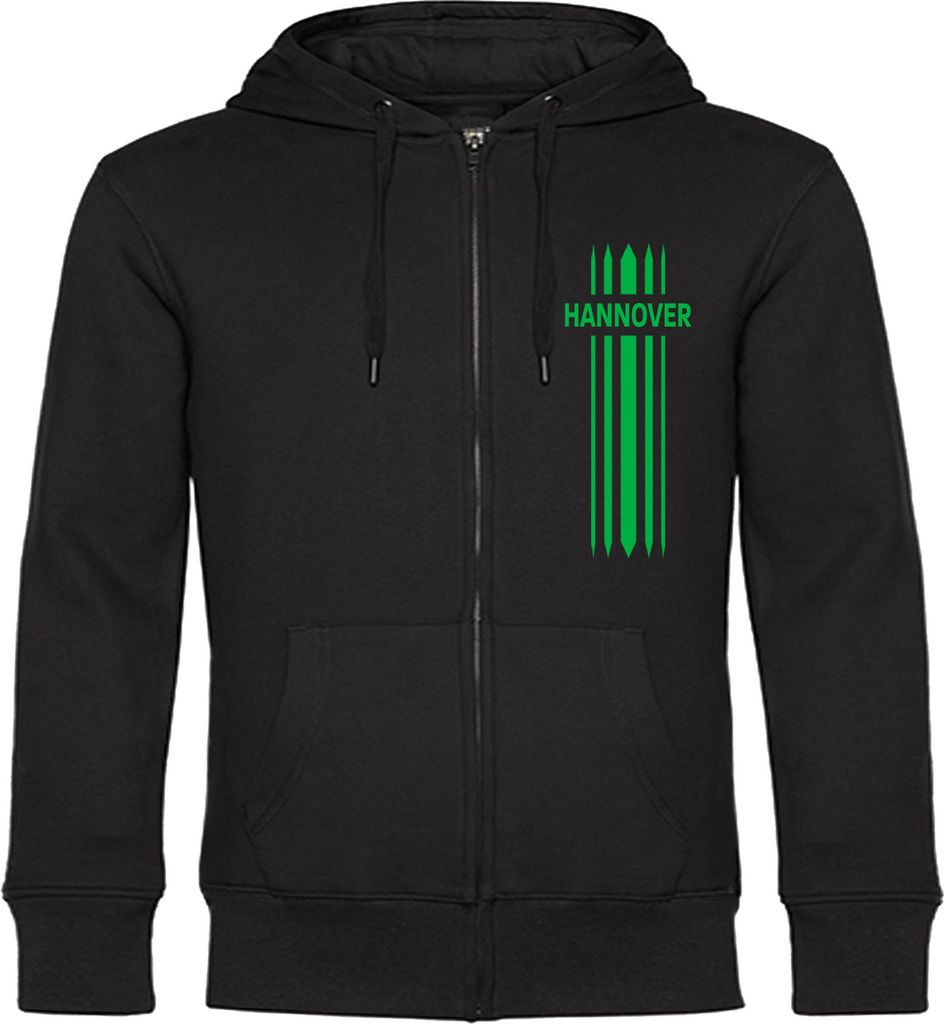 multifanshop Kapuzen Sweatshirt Jacke - Hannover - Streifen, schwarz, Größe S